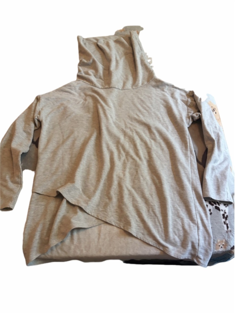 Unbranded Gray Cowl Neck Sweatshirt Asymmetrical